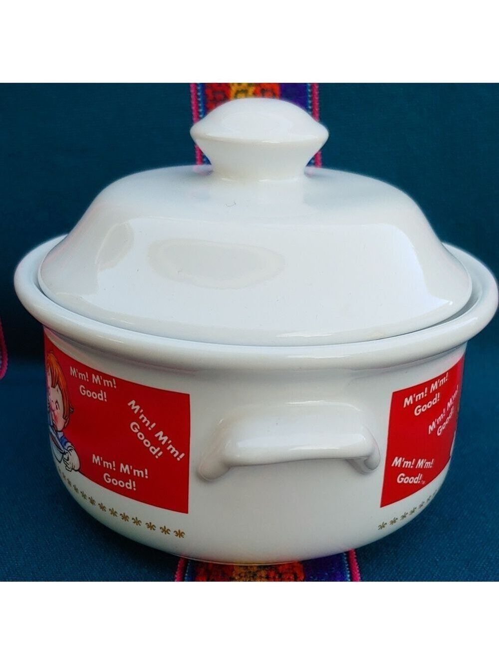Campbell's 1998 Vintage White and Red Ceramic Soup Bowl with Lid - Picture 5 of 16